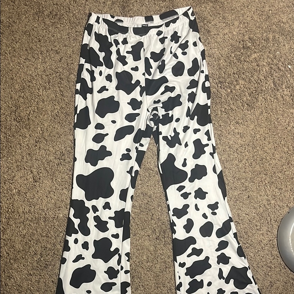 Cow Print Wide-Leg Pants